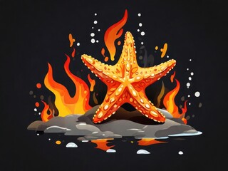 Obraz na płótnie Canvas starfish on fire