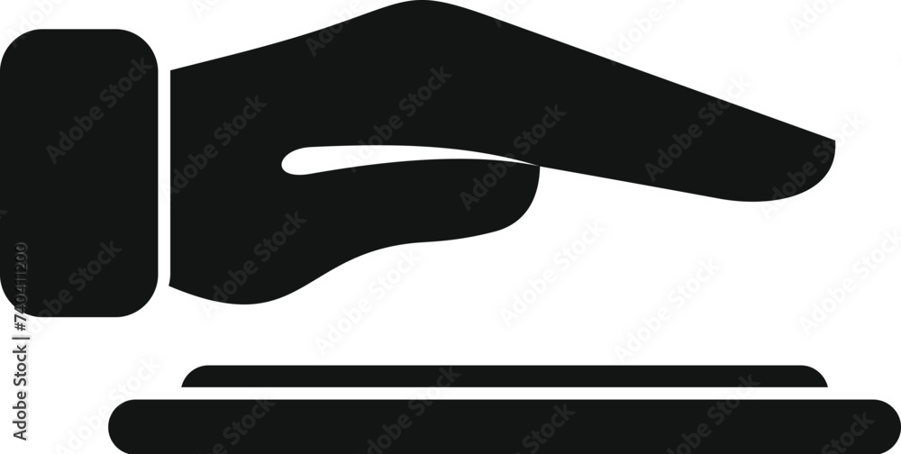 Poster scan hand palm icon simple vector. individual identification. detect face privacy