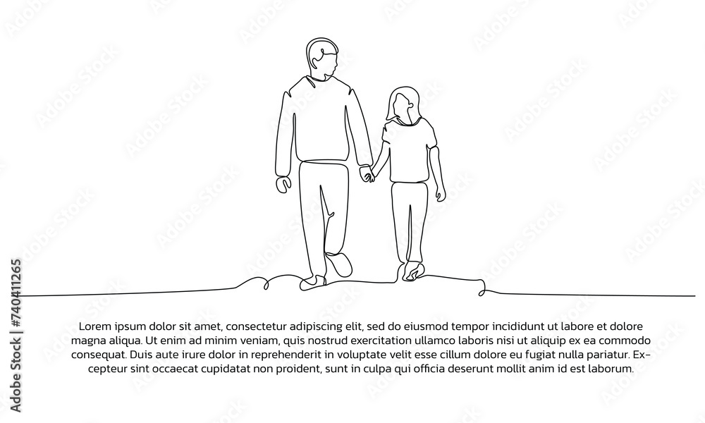 Poster one line happy relationship portrait poster drawing with frame. abstract minimal continuous line wal
