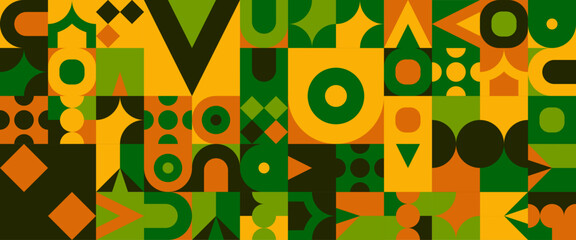 Green orange and black modern vector abstract geometric background with simple shapes graphic pattern. For web design, business presentation, website header, invitation background
