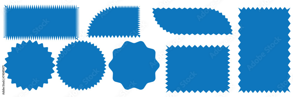 Poster zig zag edge rectangle shape collection. jagged rectangular elements set. black graphic design eleme