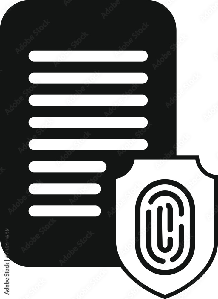 Poster document fingerprint access icon simple vector. individual registration. audio human