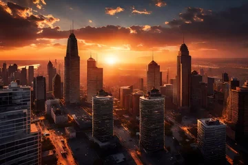 Deurstickers city skyline at sunset © MISHAL