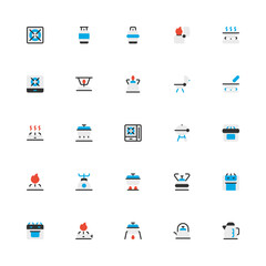 Stove Flat Color 2d Icon. Editable stroke. Pixel Perfect at 32x32