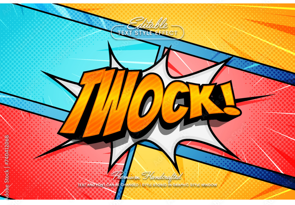 Aufkleber editable vector text effect graphic style. comic text sound effect vector template.