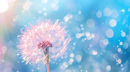 Foto op Plexiglas Abstract blurred natural background dandelion seeds, free concept bokeh illustration © lin