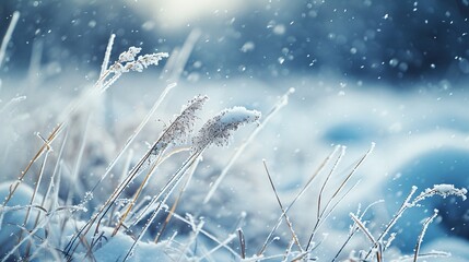 Obraz premium Heavy snowfall in winter, illustration of winter river scene in snowy landscape