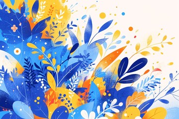 Fototapeta na wymiar Spring flower scene illustration, spring equinox small fresh background illustration