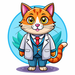 Cat Doctor, real style, cute,  white background