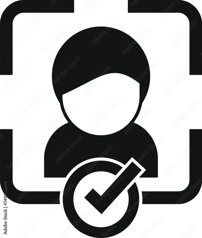 Poster approved access person icon simple vector. data human. scanner bio check