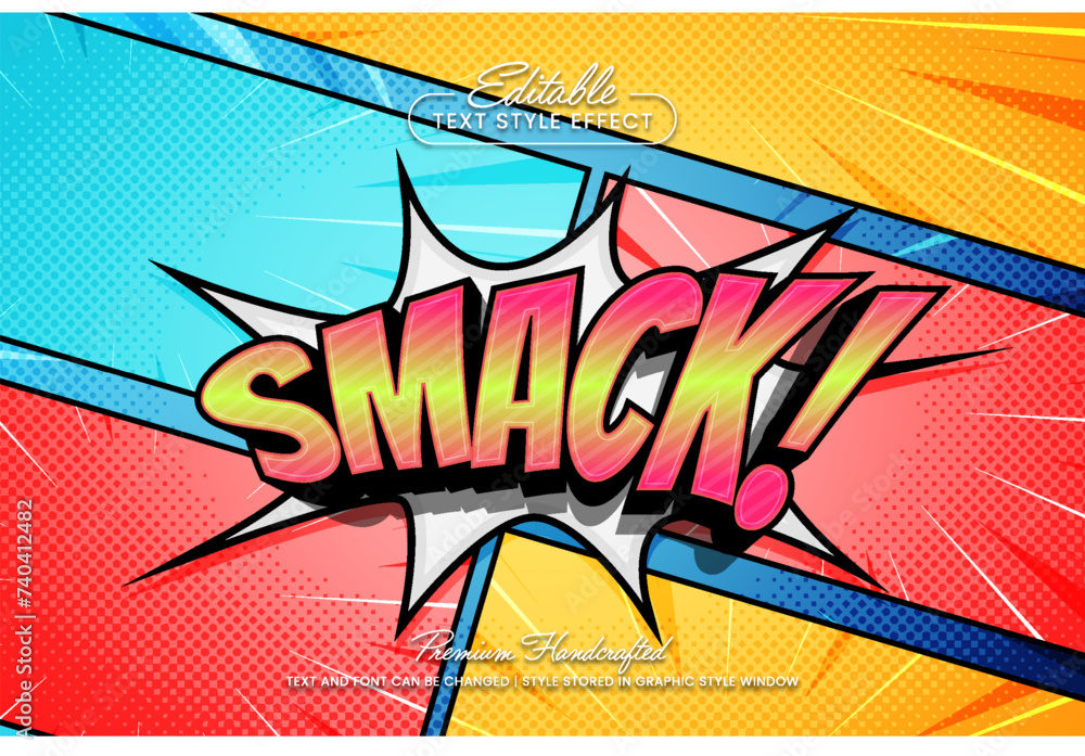 Poster editable vector text effect graphic style. comic text sound effect vector template.