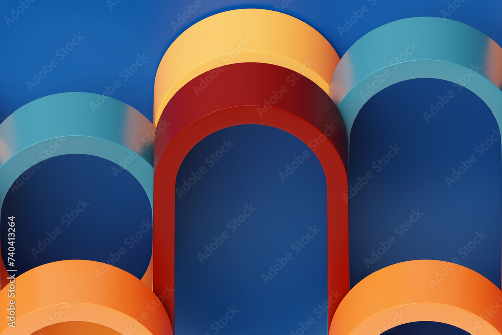 Aufkleber 3d illustration of a blue abstract gradient background with lines. print from the waves. modern grap