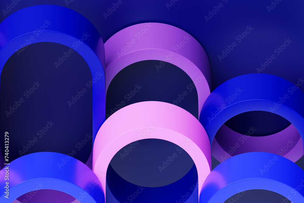Aufkleber 3d illustration of design colorful abstract wave on a blue background. voice recognition, equalizer,