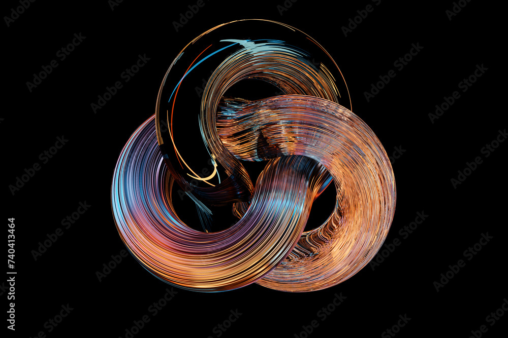 Poster abstract dynamic colorful shape. 3d illustration and rendering. elegant line background.