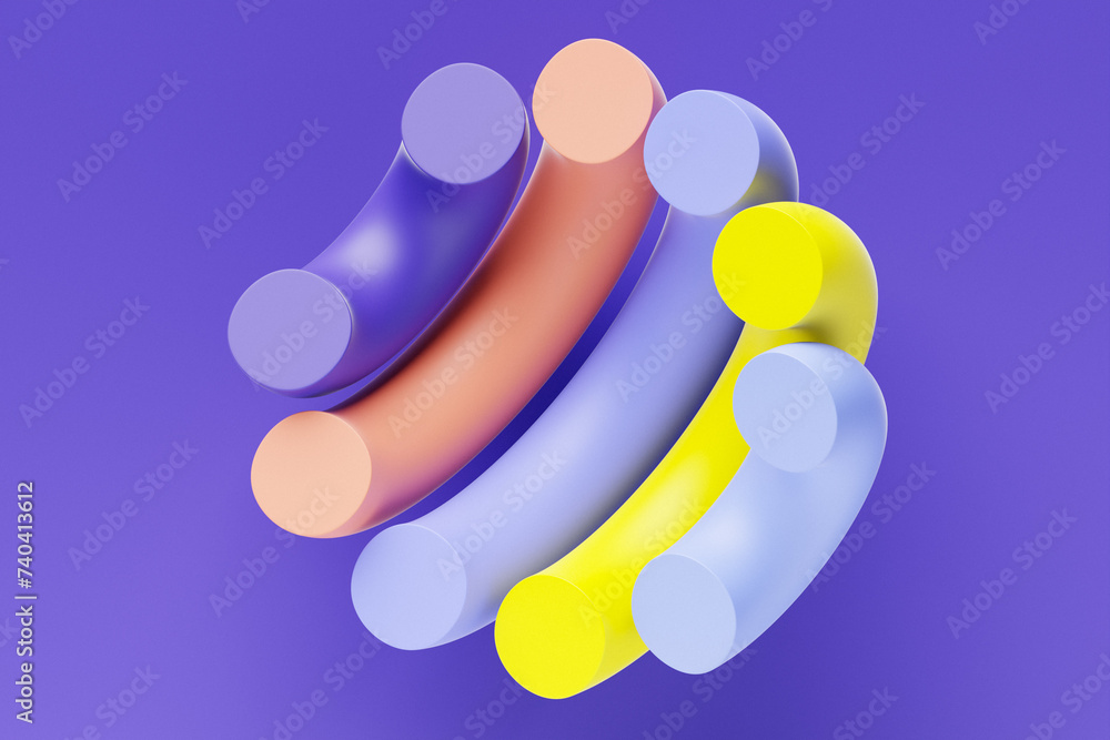 Poster abstract composition of a plusphere of identical parts. 3d rendering of digital illustration. abstra