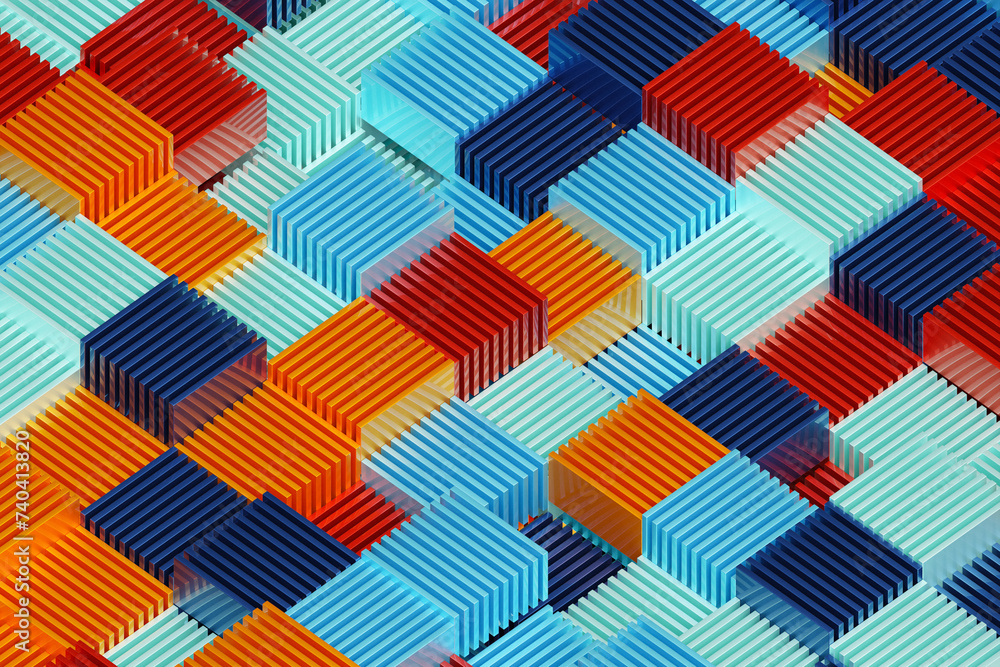 Poster abstract composition of various figures. 3d rendering of digital illustration. abstract line crossin