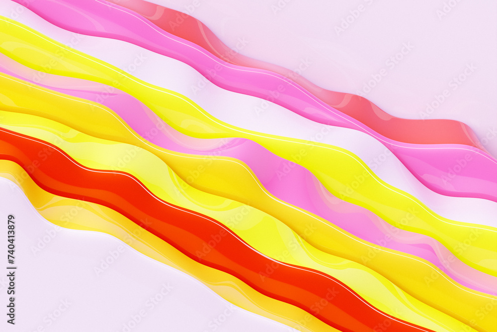 Poster 3d illustration of a colorful abstract gradient background with lines. print from the waves. modern 