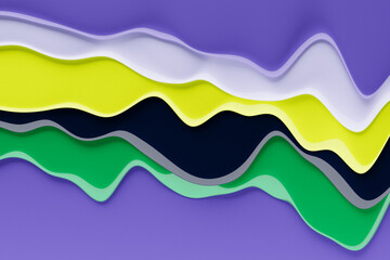 3D illustration  colorful   stripes in the form of wave waves, futuristic background.