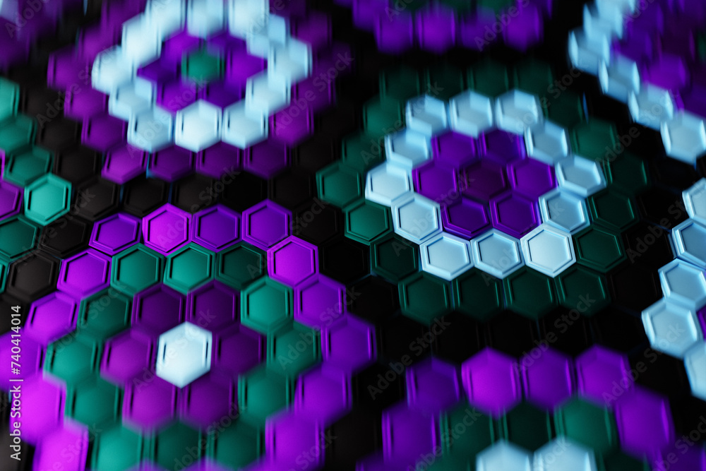 Aufkleber 3d illustration honeycomb mosaic. realistic texture of geometric grid cells. abstract wallpaper with