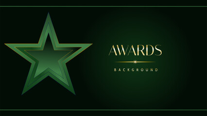 Green golden award graphic background. Elegant luxury corporate modern template. Trophy banner flyer certificate. Vector illustration design.