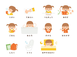 午後の子供の活動・お支度ボードのイラスト素材