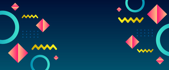 Blue peach and yellow vector abstract geometrical shape modern banner. For website, banners, brochure, posters, flyer, card, and cover