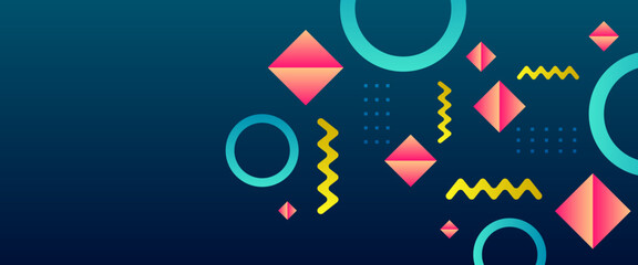 Fototapeta premium Blue peach and yellow vector gradient abstract geometric banner design. Graphic design element modern style concept for background, banner, flyer, card, wallpaper, cover, or brochure