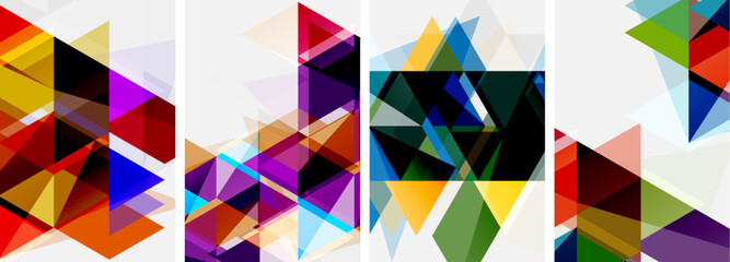 Colorful bright triangles with various colors and transparencies. Vector illustration For Wallpaper, Banner, Background, Card, Book Illustration, landing page