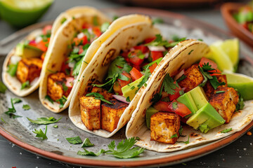 Crispy tofu tacos with fresh avocado salsa