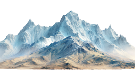 beautiful mountain range, isolated on white background