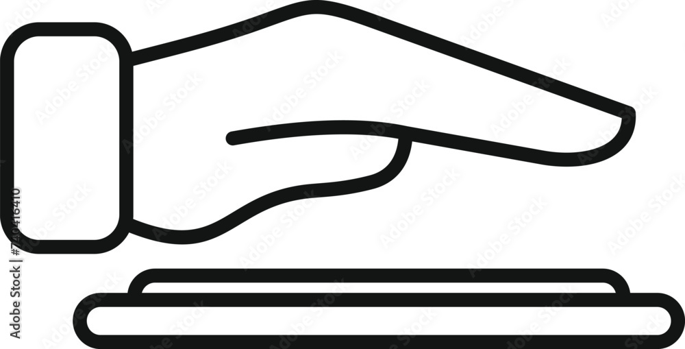 Poster scan hand palm icon outline vector. individual identification. detect face privacy