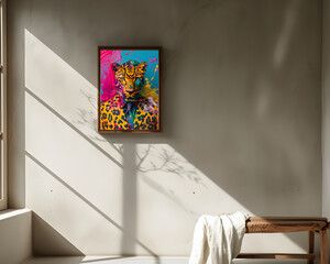 Interior room Bright and airy with a picture frame, a work of art
