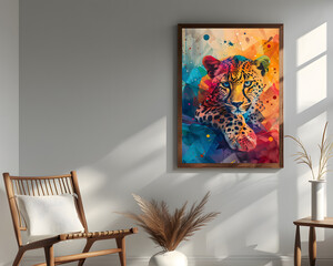 Interior room Bright and airy with a picture frame, a work of art