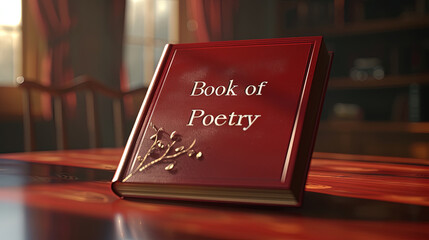 Poetry day background. A book of poetry with a hard cover, aesthetic background, book of poetry