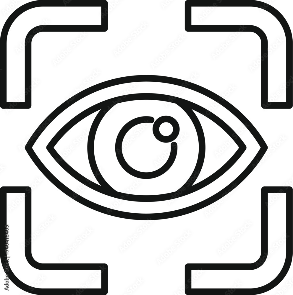 Poster scan iris eye icon outline vector. access data system. detect privacy face