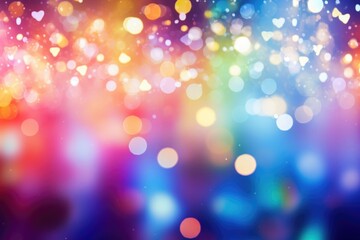 A brightly colored holiday background with bokeh.