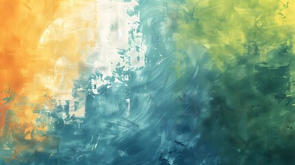 Abstract Artwork in Blue and Yellow Hues with Brush Stroke Texture