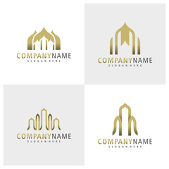 Set of Mosque logo design vector. Creative Mosque logo concepts template