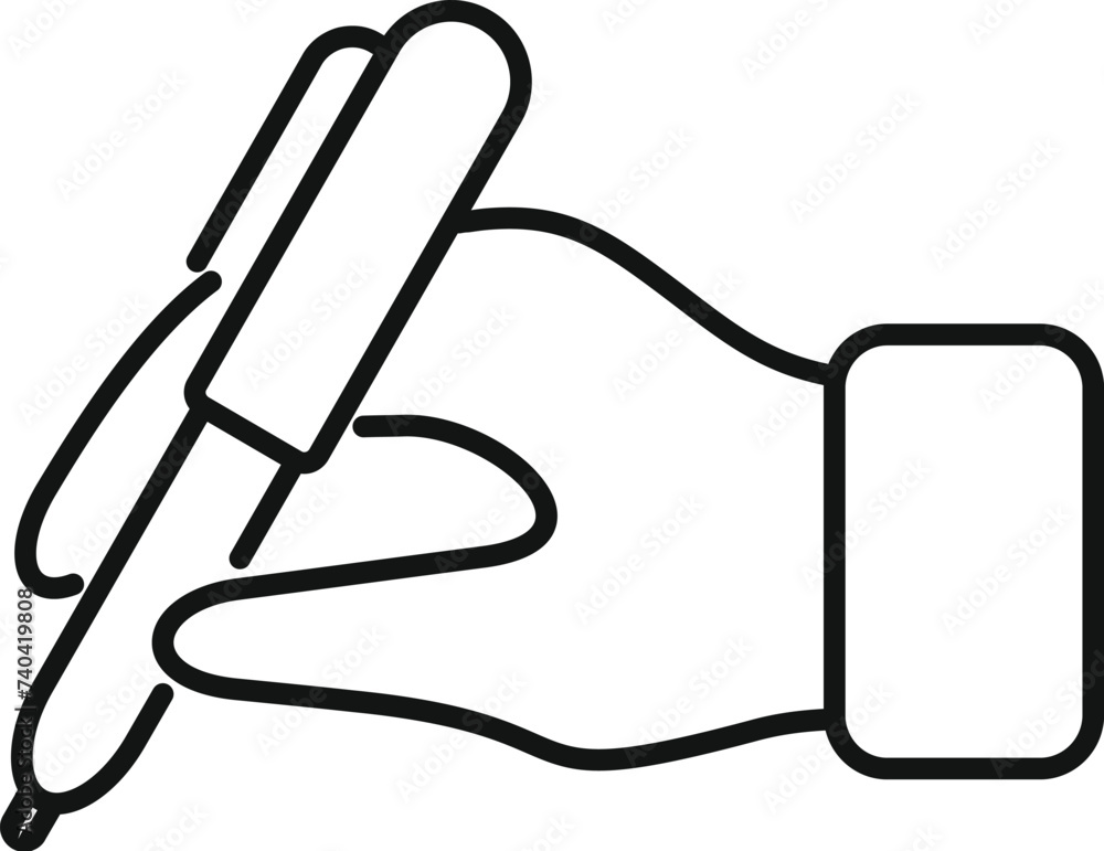 Poster writing signature icon outline vector. check data face. biometric approve