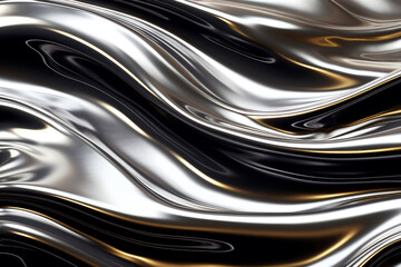 Black and white liquid marbling texture, chrome and aluminium