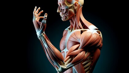 human body anatomy, muscle system 3d visualization medical and study