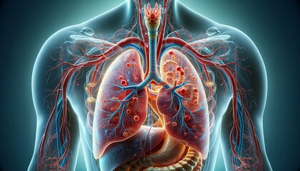 human respiratory system, 3d visualization for medical and study - obrazy, fototapety, plakaty