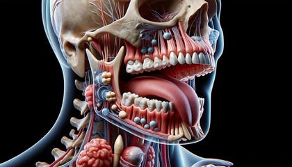 oral and dental systems, 3d visualization medical and study - obrazy, fototapety, plakaty