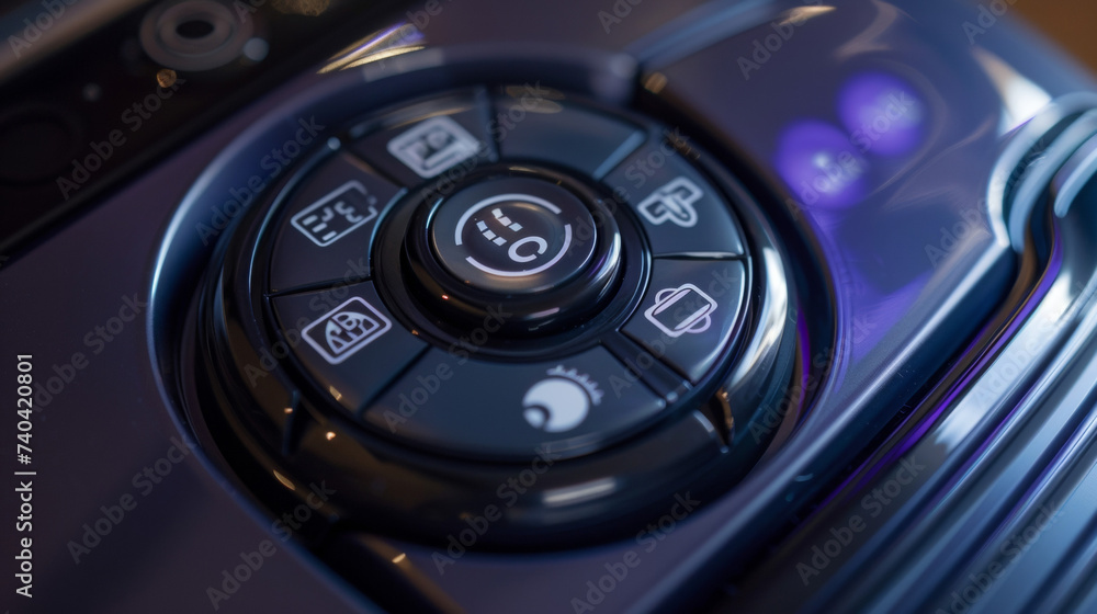 Poster the power button is prominently displayed on the vacuum cleaners control panel with easytoread icons