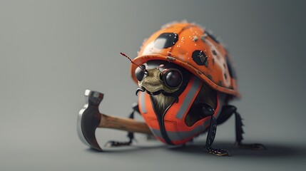 Ladybug Adventure with Tools in Sci-Fi Styles