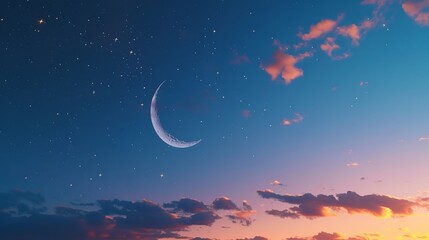 A Creative Composition of a Crescent Moon and...

