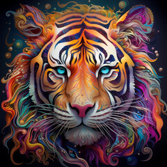 Colorful tiger head