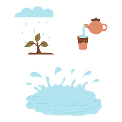 Water natural resource. Vector illustration in flat style with natural resource theme. Editable vector illustration.