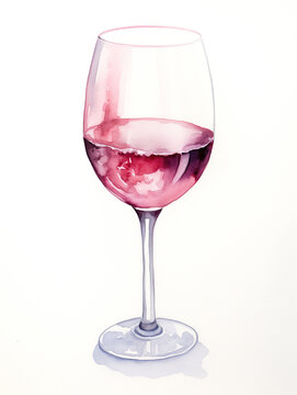 Vibrant watercolor illustration of a glass of wine