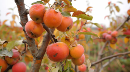 With the fruit picked the tree prepares for winter. The leaves slowly turn red orange and yellow before falling to the ground. The branches await the arrival of spring when